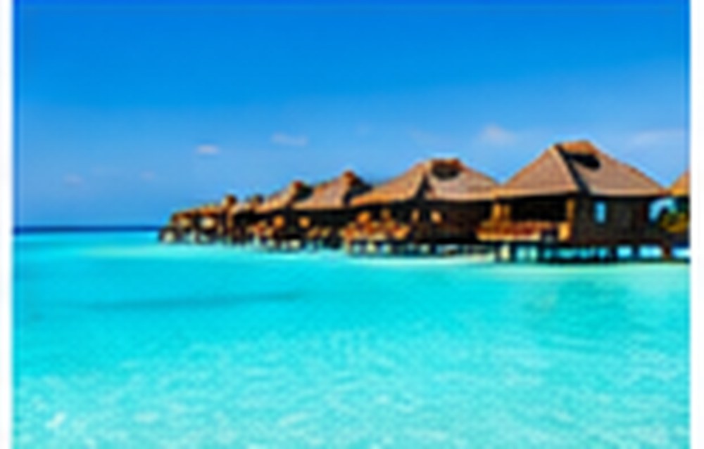 Maldives island resort and turquoise lagoon